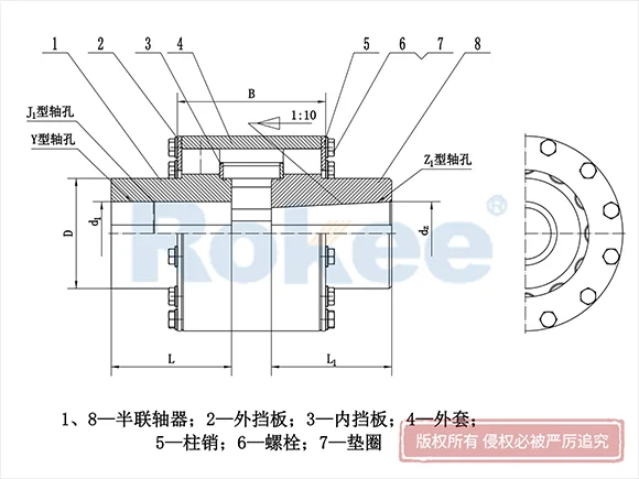 LZD(ZLD)型圓錐形軸孔彈性柱銷齒式聯(lián)軸器